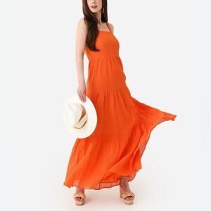 Oliphant Orange Strappy Maxy Dress Size Medium